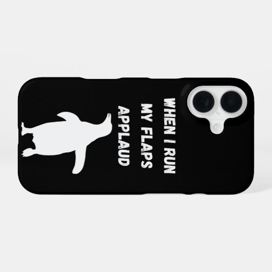 Coque iPhone 16 penguin flaps applaud inappropriate embarrassing (Verso Horizontal)