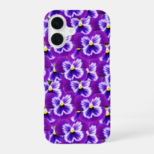 Coque iPhone 16 Pensées violettes en forme de papillon, (Verso)