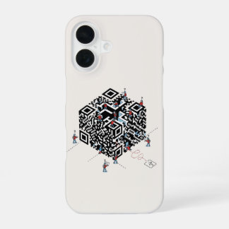 Coque iPhone 16 Perdu dans le code QR – Geek Maze Art