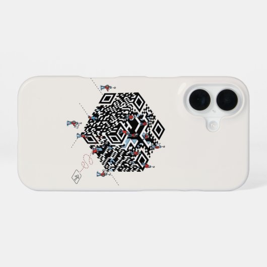 Coque iPhone 16 Perdu dans le code QR - Maze Art Geek (Verso Horizontal)