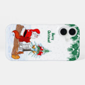 Coque iPhone 16 Père Noël avec Renard de lapin et écureuil (Verso Horizontal)