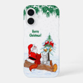 Coque iPhone 16 Père Noël avec Renard de lapin et écureuil (Verso)