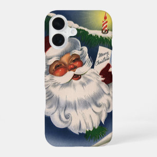Coque iPhone 16 Père Noël joyeux rétro des années 50, Noël vintage