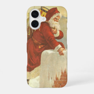 Coque iPhone 16 Père Noël victorien de Noël vintage dans une chemi