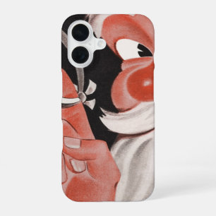 Coque iPhone 16 Père Noël vintage avec ficelle de rappel au doigt
