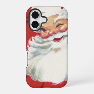 Coque iPhone 16 Père Noël vintage de Noël, joyeux et clin d'œil