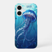 Coque iPhone 16 Personalized Blue Jellyfish Ocean (Verso)