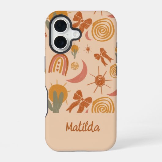 Coque iPhone 16 Personalized Boho Desert Sun Pattern Phone Case (Verso)