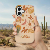 Coque iPhone 16 Personalized Boho Desert Sun Pattern Phone Case