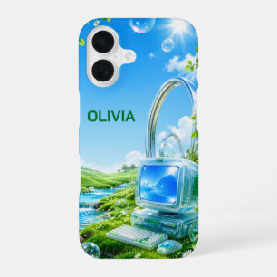 Coque iPhone 16 Personalized Frutiger Aero Name iPhone 16 Case