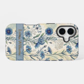 Coque iPhone 16 Personalized Name Blue Wildflowers (Verso Horizontal)