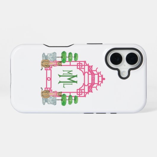 Coque iPhone 16 Personalized Pagoda Monogram iPhone 16 tough case (Verso Horizontal)