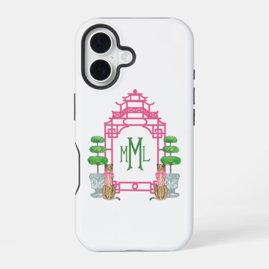Coque iPhone 16 Personalized Pagoda Monogram iPhone 16 tough case (Verso)