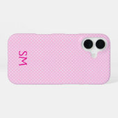 Coque iPhone 16 Personalized Pastel Pink Polka Dot Phone Case (Verso Horizontal)