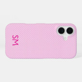 Coque iPhone 16 Personalized Pastel Pink Polka Dot Phone Case (Verso Horizontal)