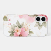 Coque iPhone 16 Personalized Pink Floral Case for Women (Verso Horizontal)