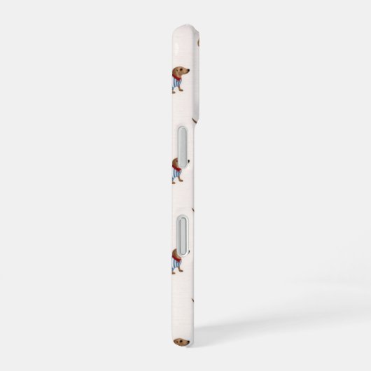 Coque iPhone 16 Personalized Preppy Cute Dachshund Dog Pattern (Côté droit)