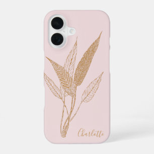 Coque iPhone 16 Personnalisé Botanique Rose Minimaliste Vintage
