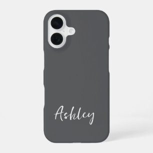 Coque iPhone 16 Personnalisé Simple Élégant Moderne Couleur Noir