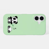 Coque iPhone 16 Petites pandas mignonnes sur vert (Verso Horizontal)
