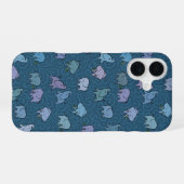 Coque iPhone 16 Petits éléphants Tourbillon Bleu (Verso Horizontal)
