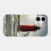 Coque iPhone 16 phare rouge à vague géante (Verso Horizontal)