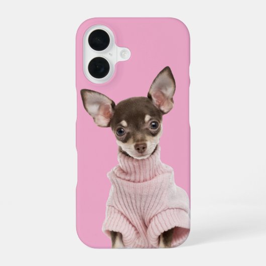 Coque iPhone 16 Photo de chien de famille rose (Verso)