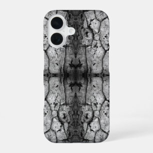 Coque iPhone 16 Photo en noir et blanc de l'écorce d'un arbre, gro