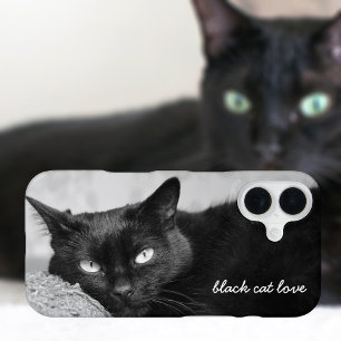 Coque iPhone 16 Photo personnalisé d'animal de compagnie Chat Noir