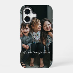 Coque iPhone 16 Photo personnalisé Love You Grand-mère manuscrit