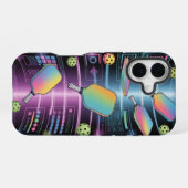 Coque iPhone 16 Pickleball Holographic Paddle Portal Tournament (Verso Horizontal)