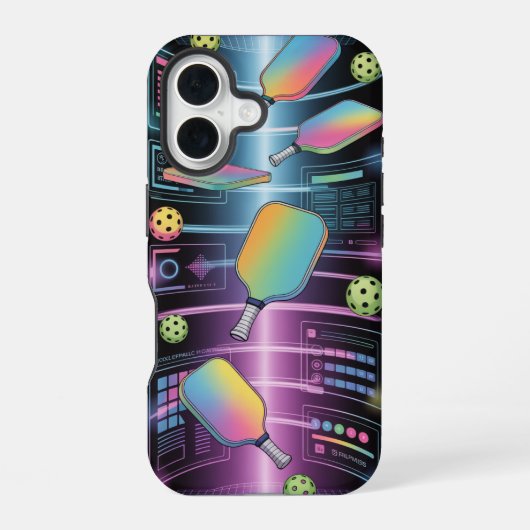 Coque iPhone 16 Pickleball Holographic Paddle Portal Tournament (Verso)