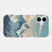 Coque iPhone 16 Pics enneigés vintage (Verso Horizontal)