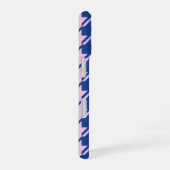 Coque iPhone 16 Pied de fond rose+Motif bleu (Côté droit)