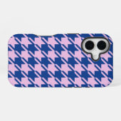 Coque iPhone 16 Pied de fond rose+Motif bleu (Verso Horizontal)