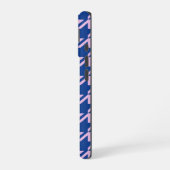 Coque iPhone 16 Pied de fond rose+Motif bleu (Côté gauche)