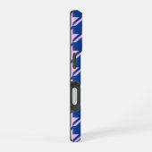 Coque iPhone 16 Pied de fond rose+Motif bleu (Côté droit)