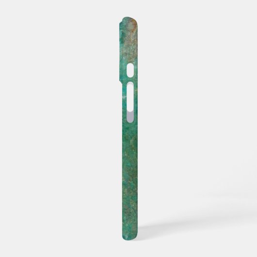 Coque iPhone 16 Pierre minérale bleu Chrysocolla (Côté gauche)
