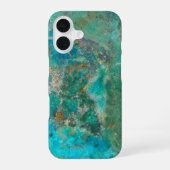 Coque iPhone 16 Pierre minérale bleu Chrysocolla (Verso)