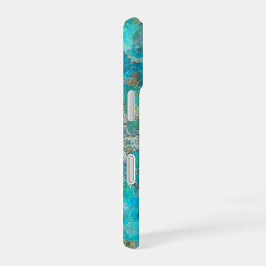 Coque iPhone 16 Pierre minérale bleu Chrysocolla (Côté droit)