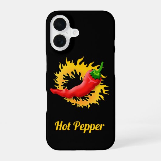Coque iPhone 16 Piment chaud avec flamme (Verso)