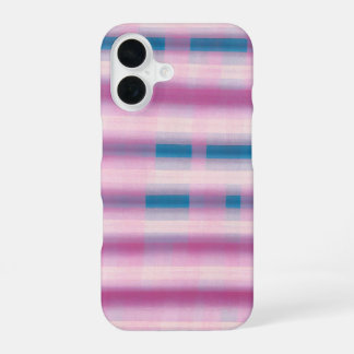 Coque iPhone 16 Pink and Blue Plaid Phone Case