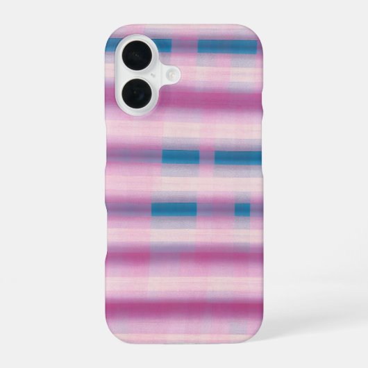 Coque iPhone 16 Pink and Blue Plaid Phone Case (Verso)