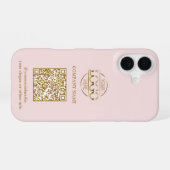 Coque iPhone 16 Pink Modern Business Logo & QR Code Promotional (Verso Horizontal)