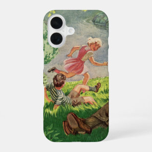 Coque iPhone 16 Pique-nique familial vintage amusant sous un arbre
