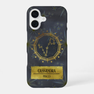 Coque iPhone 16 Pisces Dark Zodiac Astrologie : Noir & Or
