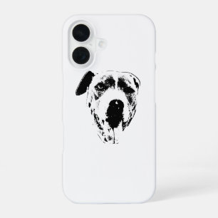 Coque iPhone 16 Pitbull Mix Wink, visage graphique propre