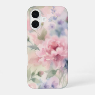 Coque iPhone 16 Pivoine Florale Aquarelle Rose Clair