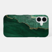 Coque iPhone 16 PixDezines AGATE AQUARELLE VERT FONCÉ (Verso Horizontal)