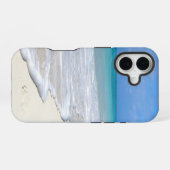 Coque iPhone 16 Plage de sable blanc Surf doux (Verso Horizontal)